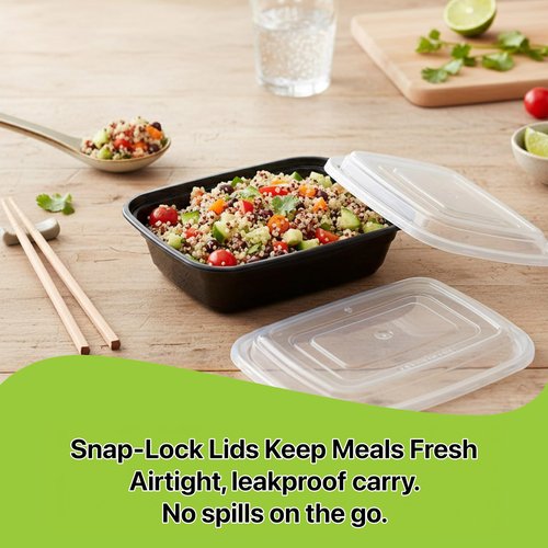 Pokanic Meal Prep Containers [10 Set] x [16 oz] with Lids, 1 compartment, Stackable, Reusable, Leakproof, Food Safe, Microwave, Freezer & Dishwasher Safe for Food Prep Storage Bento (10 Set, 16 oz)