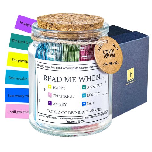 Read Me When Bible Verses Jar For Daily Encouragement, Color Coded Bible Verses in a Jar, Motivational Daily Prayer Jars, Scripture Cards, Christmas Gifts, Christian Gifts for Women, Men