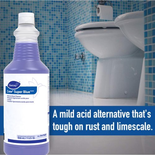 CREW 94476081 Super Blue Mild Acid Toilet Bowl Cleaner, Removes Rust, Scale & Stains, Citrus Scent, Ready-to-Use Squeeze Bottle, 32-Ounce