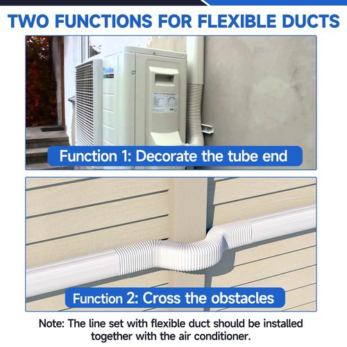 Cestluck Mini-Split AC Line Set Cover: 3" 25.5 Ft Line Hide for Mini Split Central AC HVAC Heating System - Waterproof PVC Outdoor Pipe Cover Split Unit Line Guard Decorative Refrigerant Line Cover