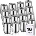 Remagr 16 Pack Stainless Steel Wine Tumblers 12 oz Insulated Vacuum Wine Cup Set Double Wall Stainless Steel Stemless Mug Glasses for Coffee Soda Whiskey Outdoor Travel (Silver)