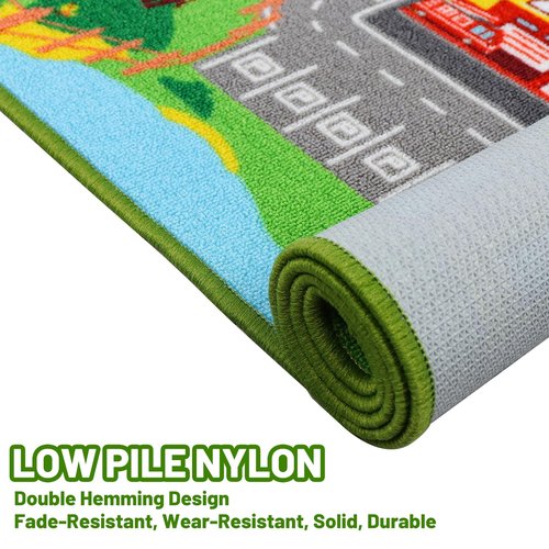 Kids Carpet Playmat Rug 59"x39.4", Car Rug for Kids Cars, Non-Slip Town City Road Map Kids Rugs for Playroom Bedroom Boys, Kids Cars Play Mat Track Road Rugs for Kid(59X39.4Inch,Green)