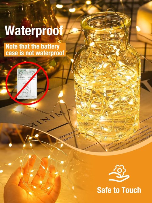 Btfarm Fairy Lights - 4 Pack Battery Operated Twinkle String Lights | 16FT, 50 LEDs, 8 Modes, Waterproof, Warm White