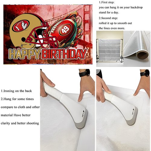 49 Birthday Party Backdrop,Football Party Decoration,49 Football Themed Birthday Banner Shoot Photo Backgrounds Props for Party 5x3ft.