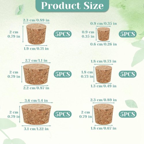 30pcs Natural Corks Stoppers for Bottles Tapered Plugs Corks Bottle Stoppers Assorted Size Soft Wood Cork Replacement Bottle Lids for Salt and Pepper DIY Crafts Sealing Laboratory & Wine Bottles