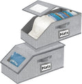 Aokeyee Hat Organizer - 2PCS Stackable Storage with Clear Window Lid | Space-Saving Grey Hat Box