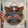 DILYPOD Personalized 250th Anniversary Door Sign - Custom Family Name Wreath for Independence Day Decor
