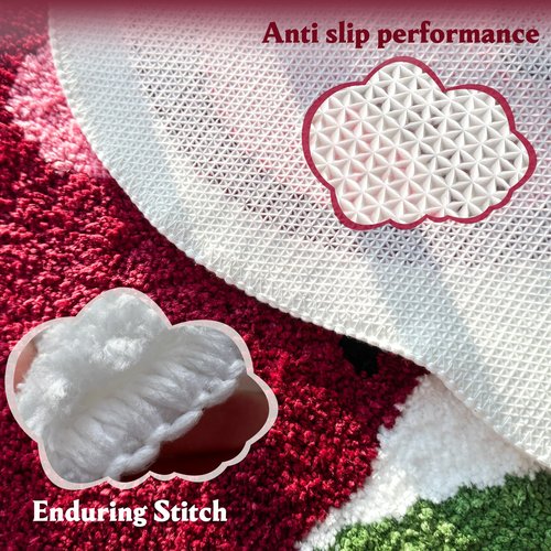 Kreapa Cherry Rug, 19.5x23.5 inches Cherry Bath Mat for Bathroom, Cute and Fun Cherry Bathroom Decor, Anti Slip and Washable