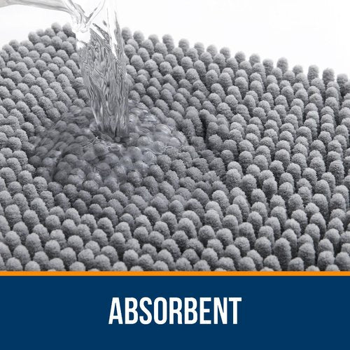 OLANLY Bathroom Rugs Sets 2 Piece, Soft Absorbent Chenille Bath Mats Area Rug Set, Non-Slip, Quick Dry, Machine Washable Bath Mats for Bathroom, Home Decor Accessories (30"x20"+24"x16", Grey)