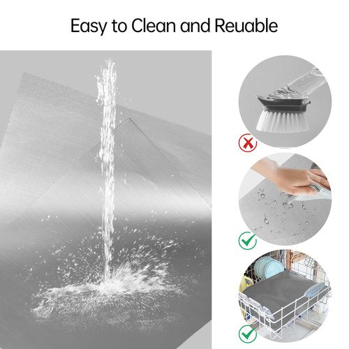 UBeesize 2 Pack Thickened Silver Oven Liners for Bottom of Oven BPA & PFOA Free, Reusable 16x24 Inch Heavy Duty Non Stick Teflon Oven Mats, Fit Electric Gas Toaster Convection Microwave Ovens Grills