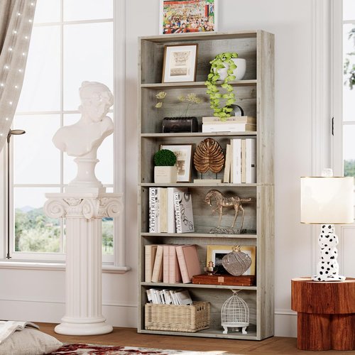 IRONCK 70-Inch Tall Bookshelf - 6-Tier Floor Standing Storage Shelves for Home Office & Living Room Decor