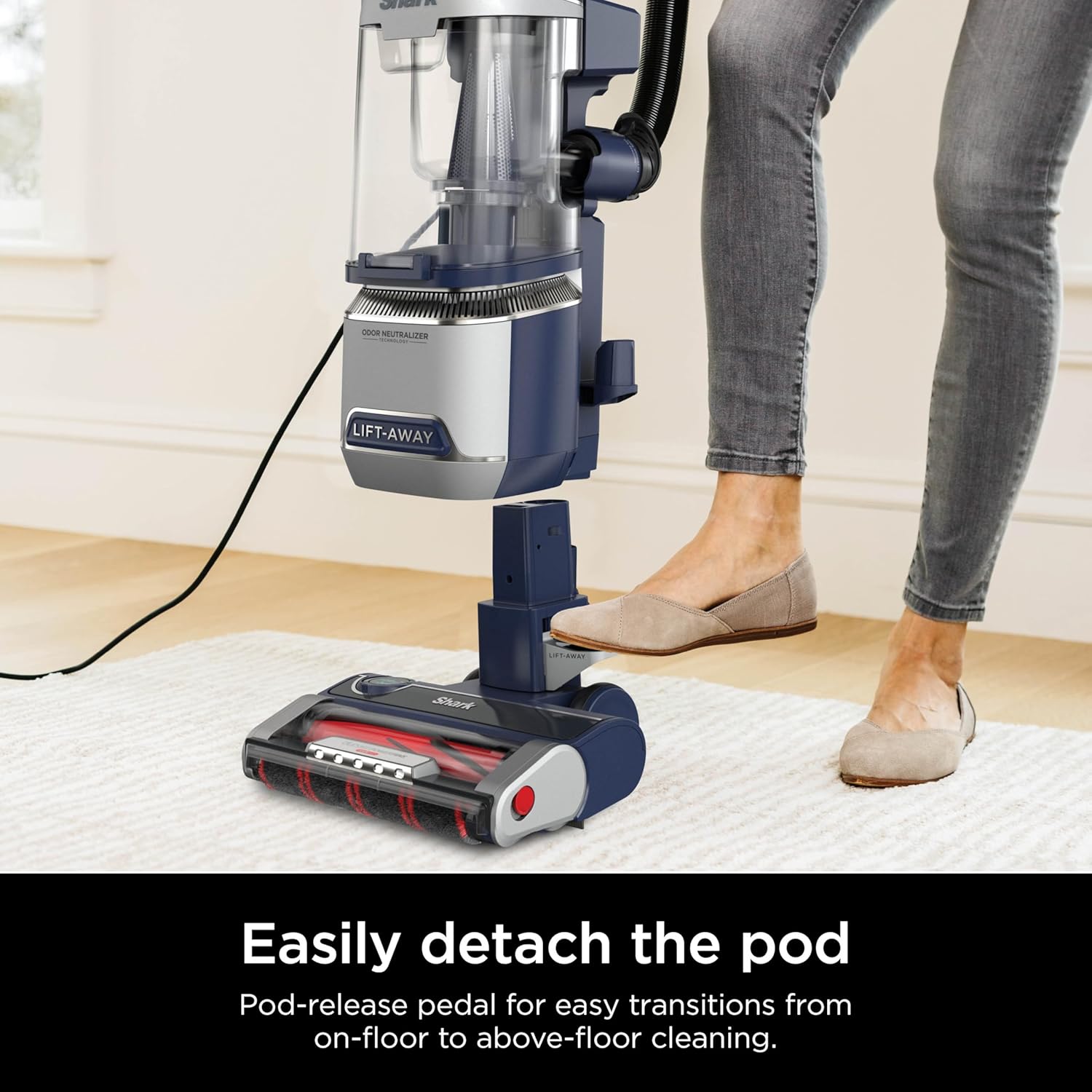 Shark Pet Performance Plus Lift-Away Vacuum - DuoClean & Odor Neutralizer, Navy/Silver