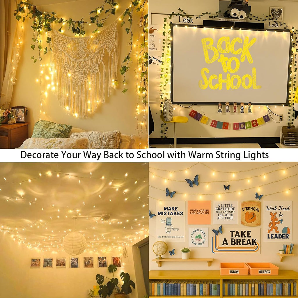 YOUNGAR 98FT Outdoor String Lights - 200 LED Fairy Twinkle Lights with 8 Modes | Warm White for Home, Garden, Party Decor