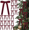 Skiennix Velvet Bows - 24 Pcs Vintage Ribbon for Christmas Tree & Crafts | Burgundy, 5 x 7 Inch