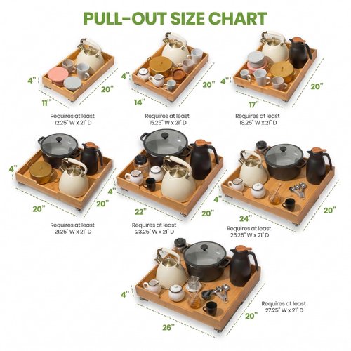 HOLDN’ STORAGE Bamboo Wooden Pull out Cabinet Organizer 14"W x 21"D Requires At Least a 15.25"W x 21"D Cabinet Opening W/Lifetime Limited Warranty, Bamboo Tray and Heavy Gauge Metal Rails