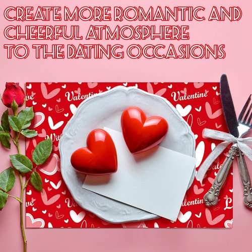 Noveread 100 Pcs Valentine's Day Placemats Red Heart Disposable Paper Place Mats 14.57 x 10.24 Inch Valentine Table Mats for Valentine's Day Party Decoration Dining Kitchen Anniversary Holiday