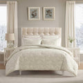 Laura Ashley - King Comforter Set, Reversible & Naturally Soft Cotton Flannel Bedding w/Matching Pillowcases, Medium Weight for Year Round Use, 3 Piece Bed Sets (Meredith Grey)