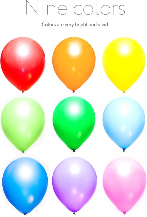 Dusico® Rainbow Balloons Set - 100 Pack of 12-Inch Assorted Bright Colors | Durable Latex for Helium or Air Use