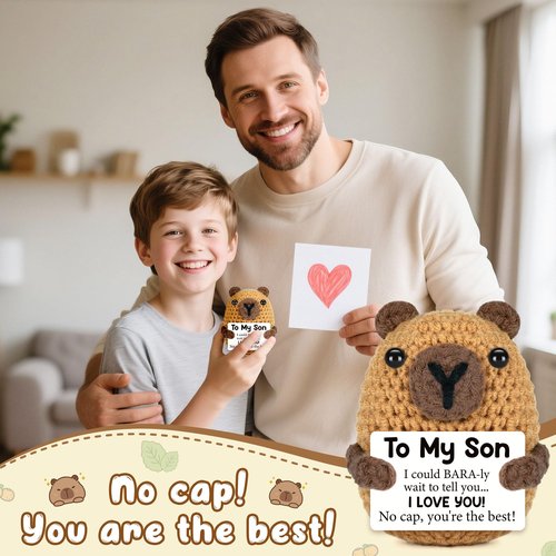 Son Gifts for Teens Boy Easter Baskets Stuffers for Kids from Mom Dad, I Love You Son Graduation Fathers Day Birthday Gifts for College Sons, Crochet Capybara Easter Egg Fillers for Son in Law