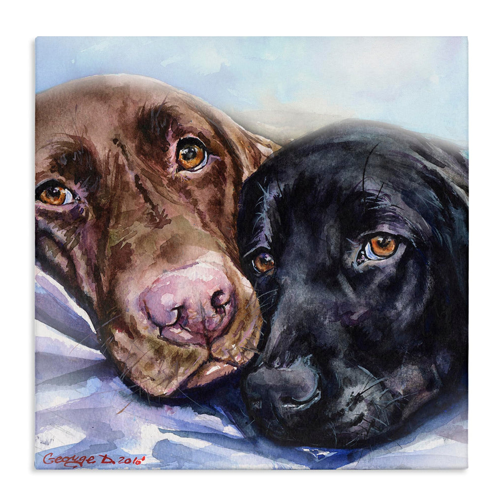 Stupell Industries 'Labradors Dog Pet Animal Watercolor Painting', Canvas Art, 30 x 30 Inches, Easy to Hang and Sturdy, Made in USA, by George Dyachenko
