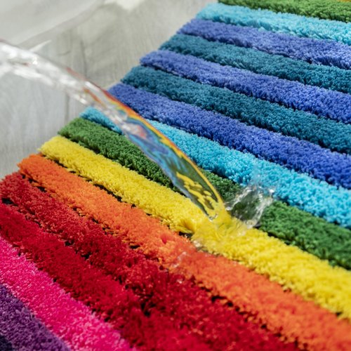 Edepreak Rainbow BathroomMat Colorful Striped Floor Bathroom Rugs Super Soft and Absorbent Microfiber Plush Bath Rugs with Non-Slip Backing for Bath Machine Washable 16"X24"