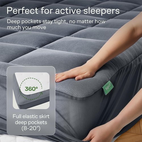 Niagara Ultra Soft Full XL Mattress Topper - Bamboo Viscose Pillow Top for Back Pain Relief | Naturally Cooling, Gray