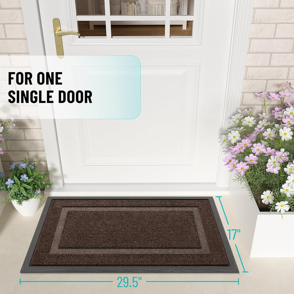 OLANLY Waterproof Front Door Mat - All-Season, Fade Resistant, Easy Clean | 29.5x17, Dark Brown