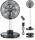 Faraday 12” Oscillating Standing Fan - Portable, Quiet, Rechargeable with Remote & Timer | Adjustable Height for Home & Office