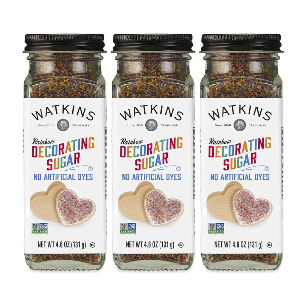 Watkins Rainbow Decorating Sugar - Non-GMO, 4.6 Ounce | Pack of 3 for Vibrant Baking