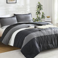 Litanika Queen Comforter Set - Lightweight Black, White & Grey 3-Piece Down Alternative Bedding