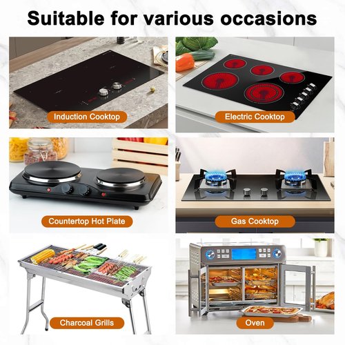 Cast Iron Grill/Griddle Pan with Non-Stick Coating & Grease Groove – Universal Outdoor/Indoor Cooking for Gas Grill, Charcoal BBQ, Camping, Tailgating（17.5X9” with Woody Handles）