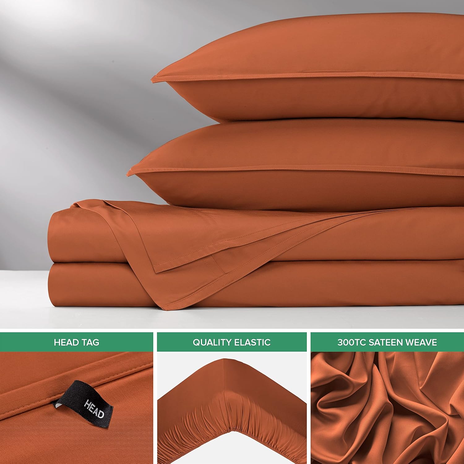 Pure Bamboo Split King Sheets - 100% Organic Viscose Bed Sheet Set, Soft & Cooling, Terracotta