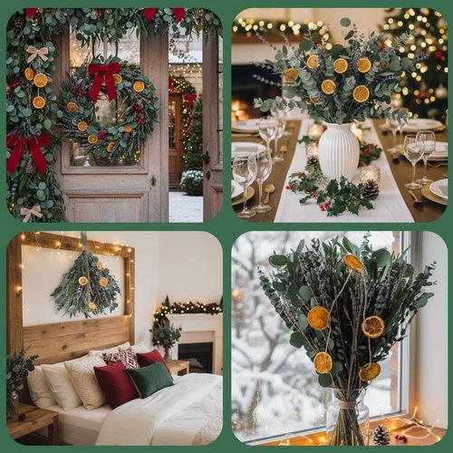 DomeStar Eucalyptus for Shower with Lavender, 15–17'' Mixed Stems (1 Pack) – Dried Orange Slices & Hook, Bathroom Hanging Decor, Spa Gift, DIY Christmas Wreath/Sachet
