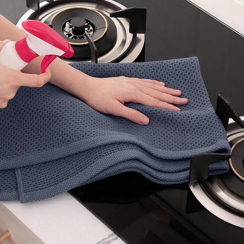 Homaxy 100% Cotton Oversized Waffle Weave Dish Towels - Ultra Soft & Absorbent, 3-Pack, Dark Grey, 20 x 28 Inches