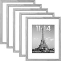Upsimples 11x14 Picture Frame Set of 5 - Display 8x10 or 11x14 Photos | Stylish Gray Wall Gallery Frames