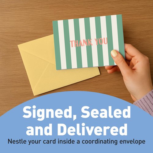 Sweetzer & Orange Summer Stripes Thank You Cards – Set of 24 Blank Cards with Envelopes – 6 Colorful Designs (4 of Each) – 4x5.5 Flat Note Cards – Pastel Pink, Blue & Yellow Envelopes – Thick Paper