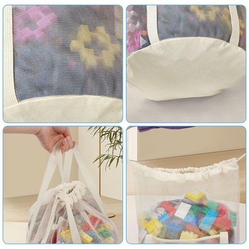 BREENHILL 4 Pack Large Mesh Toy Storage Bags,Heavy Duty Mesh Bag with Drawstring, Durable & Breathable for Toys, Laundry, Pool & Beach Accessories, Home & Travel Organization