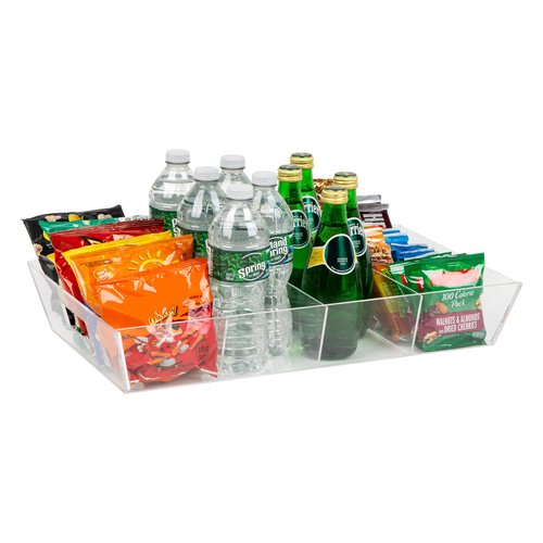 Mind Reader Snack Tray, Countertop Organizer, Snack Tray, Pantry, Breakroom, Kitchen, 19.25" L x 11.3" W x 3.3" H, Clear