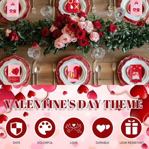 Motiskyy 100 Pcs Valentine's Day Greeting Cards Gold Foil with Red Envelopes and Stickers 5 Designs Assortment 5.9 x 3.9 Inches Blank Inside for Valentine's Day Wedding Anniversary