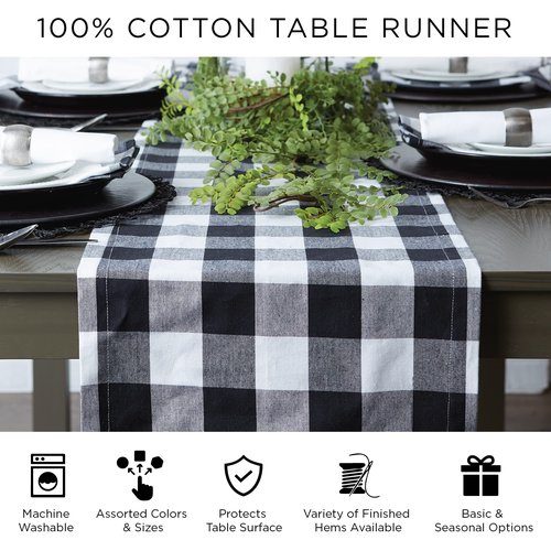 DII French Style Tabletop Kitchen Collection, Table Runner, 14x72, Fleur de Lis Stripe