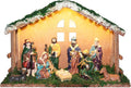 Regine Switzerland Lighted Christmas Nativity Set - Indoor Wooden Stable & Figures for Festive Tabletop Decor