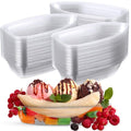 Rtteri 400 Pcs Banana Split Boat Plate 12oz Disposable Ice Cream Sundae Bowls Banana Split Bowls Clear Pet Plastic Splits Bowl Tray for Party Dish Dessert Birthday Carnivals Gelato Home