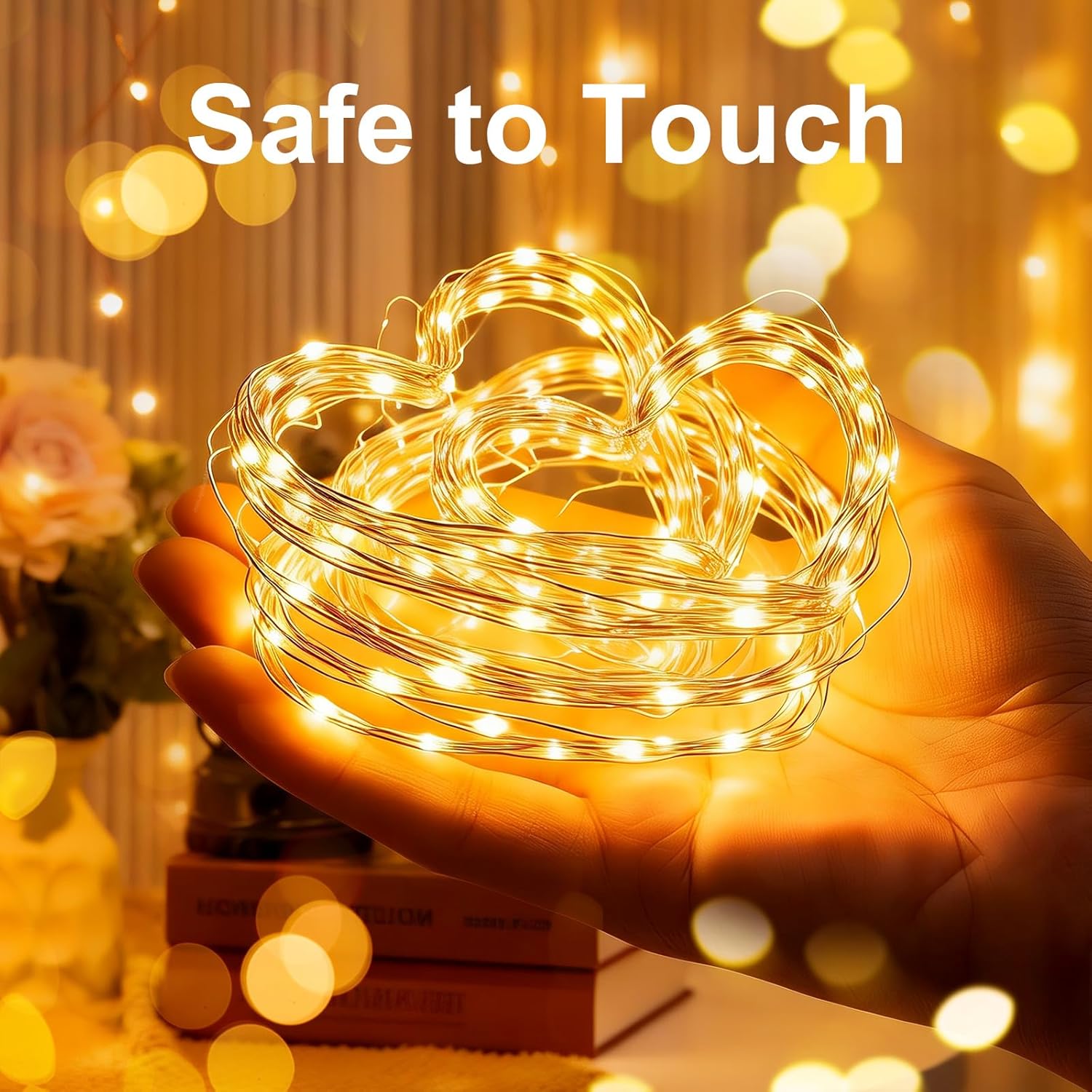 Skiennix Fairy String Lights - 50 LED Copper Twinkle Lights with Remote & Timer | 16ft Waterproof for Indoor Decor