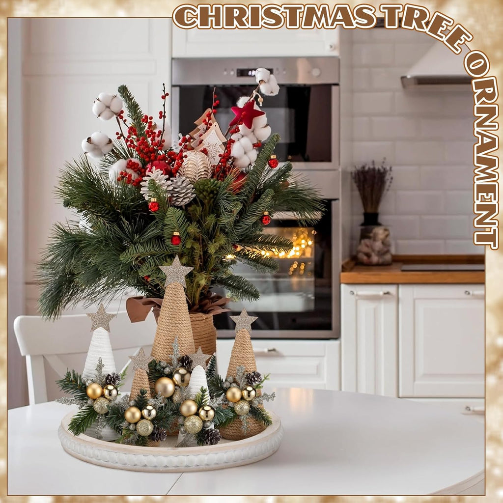 Thyle Christmas Yarn Trees - 5 Pcs Artificial Cone Tree Centerpiece for Holiday Decor | Winter Kitchen Tabletop