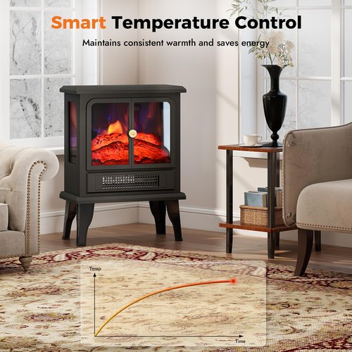 Oylus Electric Fireplace Stove Heater - Fireplace Heaters for Indoor Use with Realistic Flame Effect, Freestanding Electric Stove Heater with Overheating Protection, 1500W, Adjustable Heating
