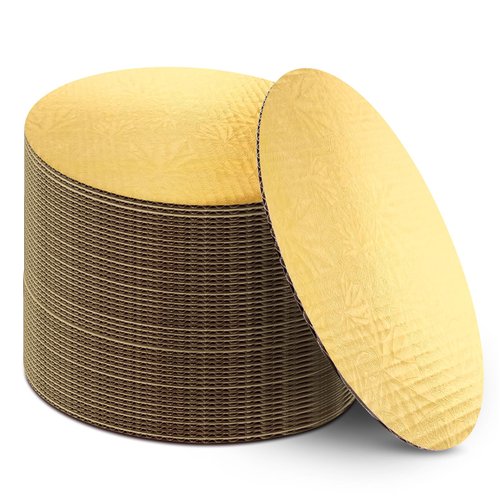 Bekoetoz 40 Pack Cake Boards Round 10 Inch Disposable Cake Plate Corrugated Cardboard Circles Cake Base Decorating Supplies (Gold 10")
