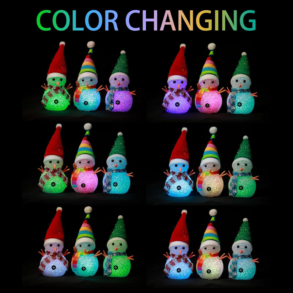 YAKii LED Snowmen Lamp | Color Changing Christmas Decorations | 7.3'' Desk Centerpiece Set of 3