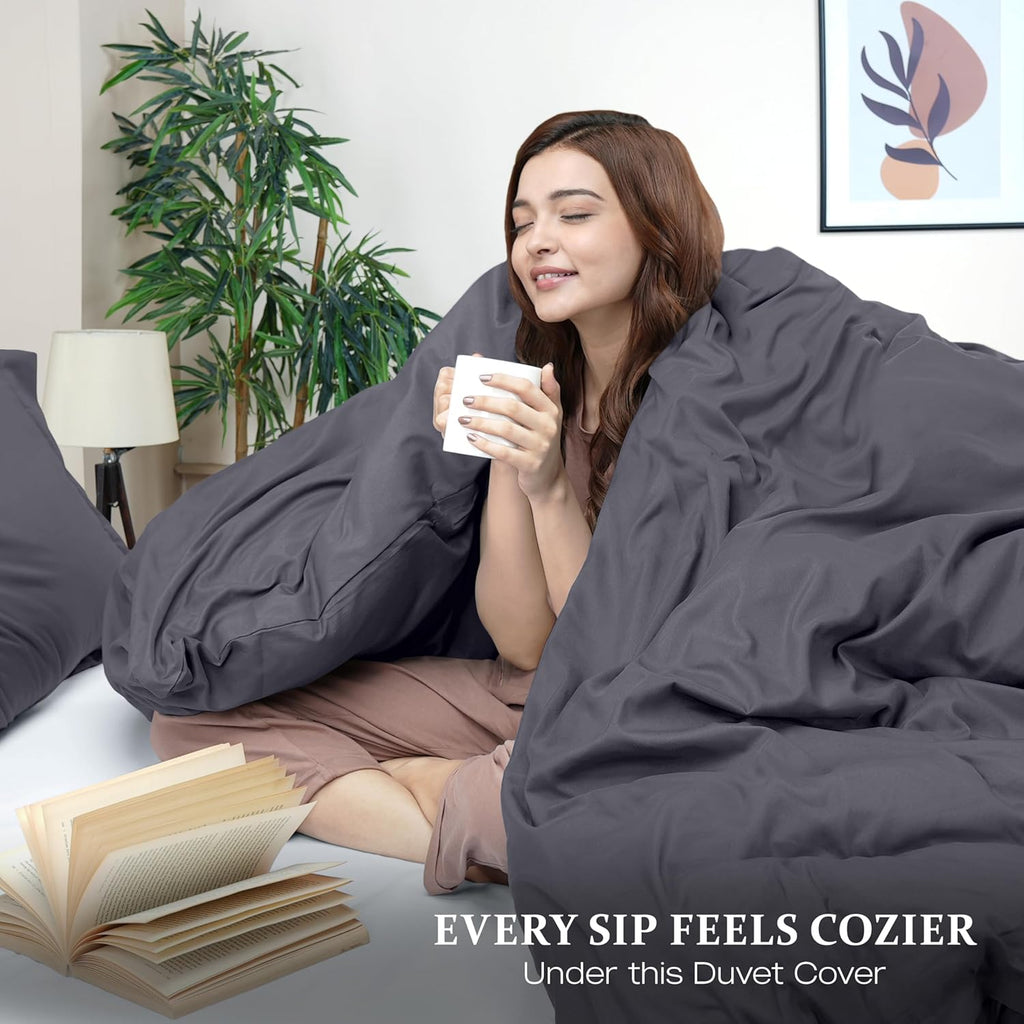Utopia Bedding Duvet Cover - 3-Piece Queen Set with Zipper Closure | 90x90 Inches Grey Comforter Cover & 2 Pillow Shams