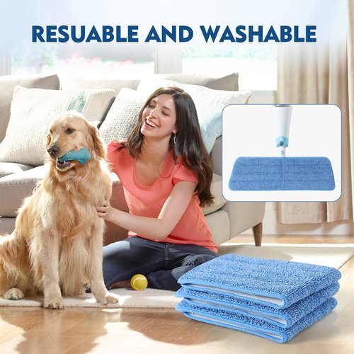 MABUBU 3 Pack Microfiber Mop Pads, Mop Replacement Pads Refills Floor Spray Mop Pads Wet Moping Pads Refill Reusable Pads Suitable for All Spray Mops Cleaning