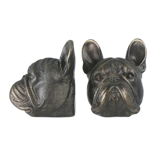Creative Co-Op Decorative Antique Resin Dog Head Bookends, Bronze, Set of 2